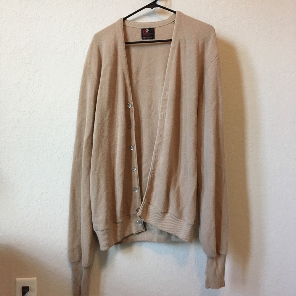 Oversized, tan cardigan